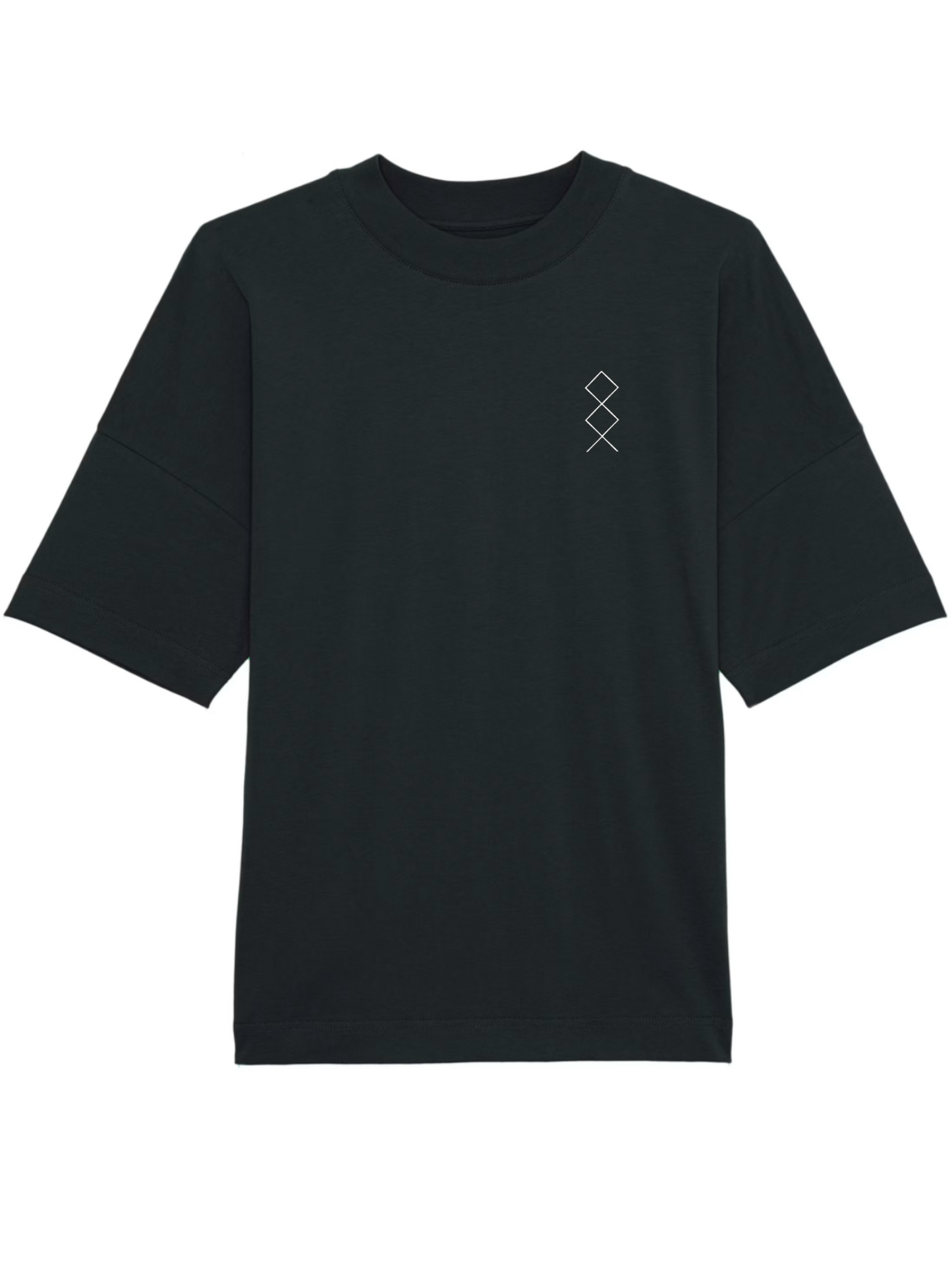 Echo Moon Apparel black circle of shadows oversized tee PETA approved vegan front side