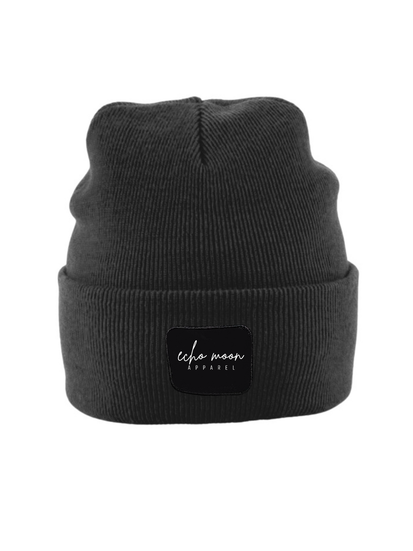 Echo Moon Apparel classic beanie black 100% organic cotton frontside