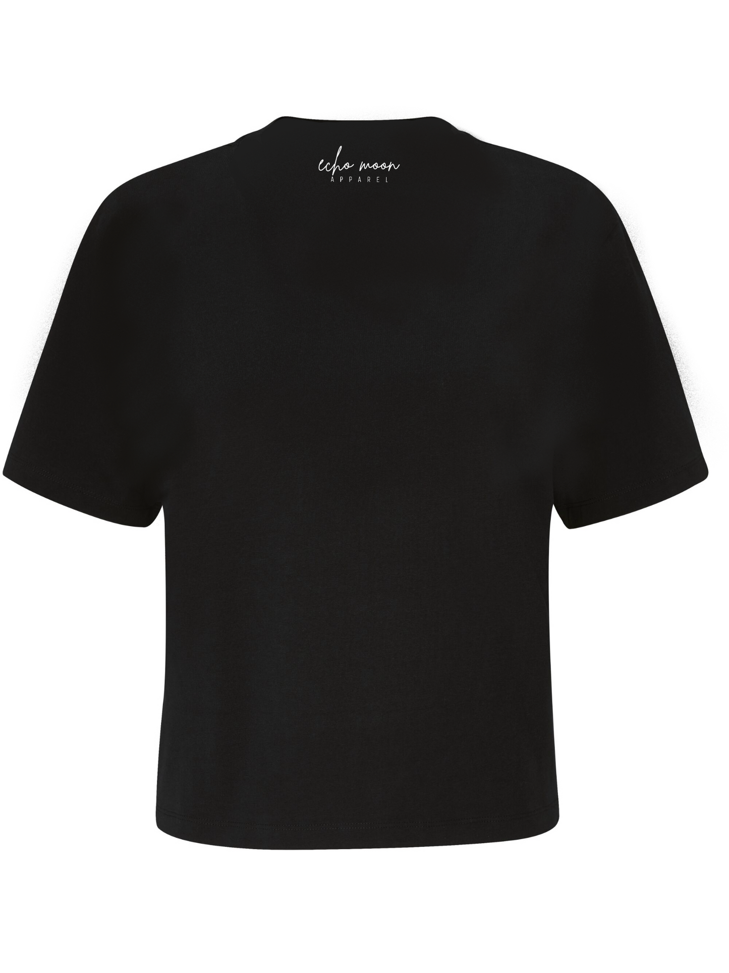 Echo Moon Apparel black reverence crop t-shirt back side