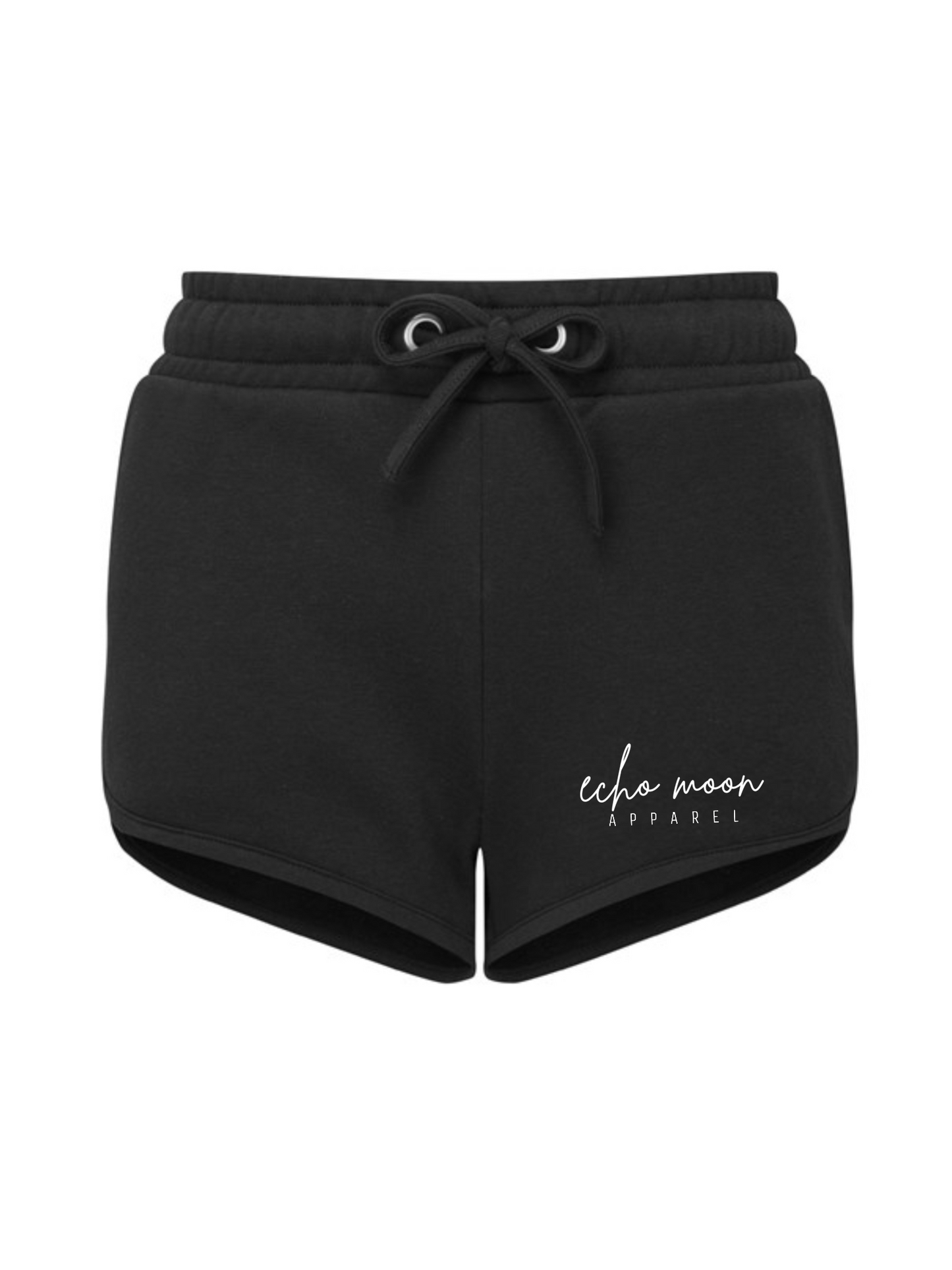Echo Moon Apparel Black Women's Retro Shorts Recycled Polyester Front Side