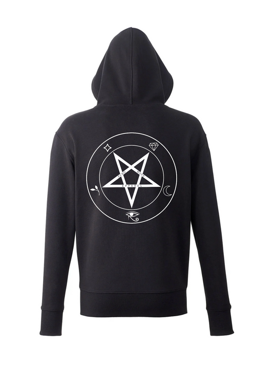 Echo Moon Apparel Black Circle of Shadows Full Zip Hoodie PETA Approved vegan back side