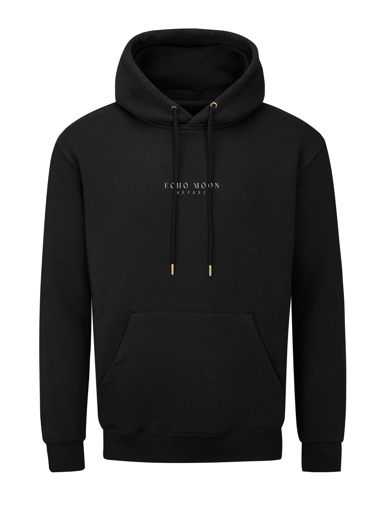 Echo Moon Apparel black crescent hoodie front side