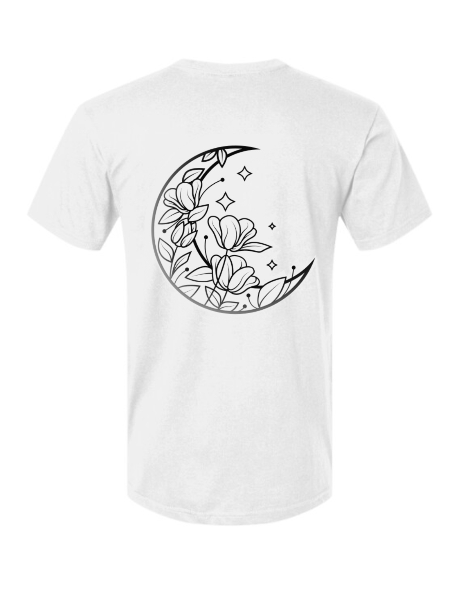 Echo Moon Apparel white crescent unisex t-shirt 100% organic cotton back side 