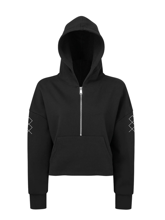 Echo Moon Apparel lucid hex 1/2 zip cropped hoodie front side