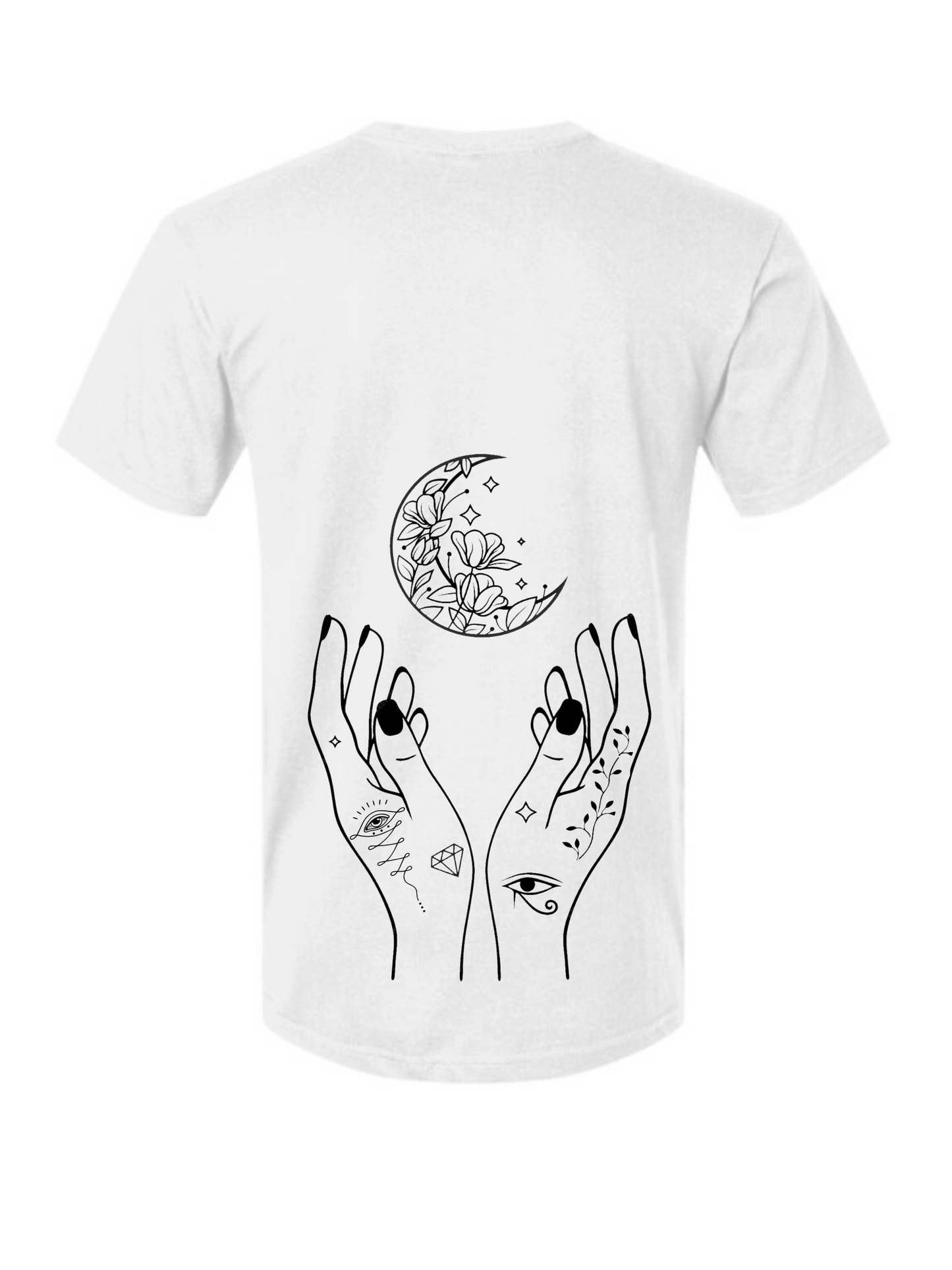 Echo Moon Apparel white reverence t-shirt 100% organic cotton front side