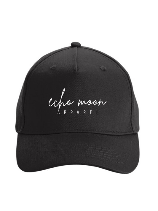 Echo Moon apparel black signature cap 100% cotton twill front side