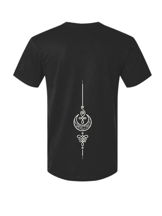 Echo Moon Apparel black Unalome t-shirt 100% organic cotton back side